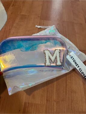 Stoney Clover Lane Iridescent Holographic Cosmetic Bag with 'M' Patch